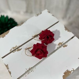 Red Rose Hoop Earrings | NWT